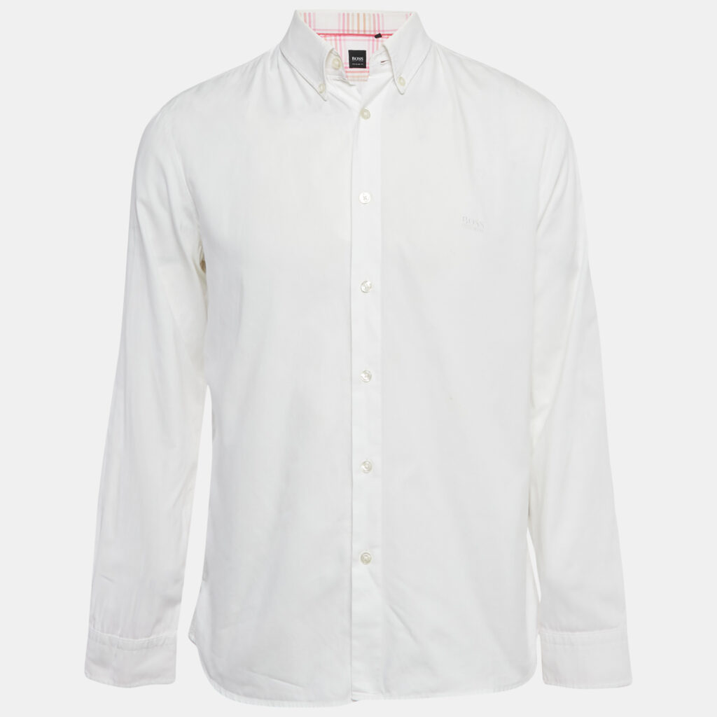Boss Hugo Boss White Cotton Regular Fit Shirt L