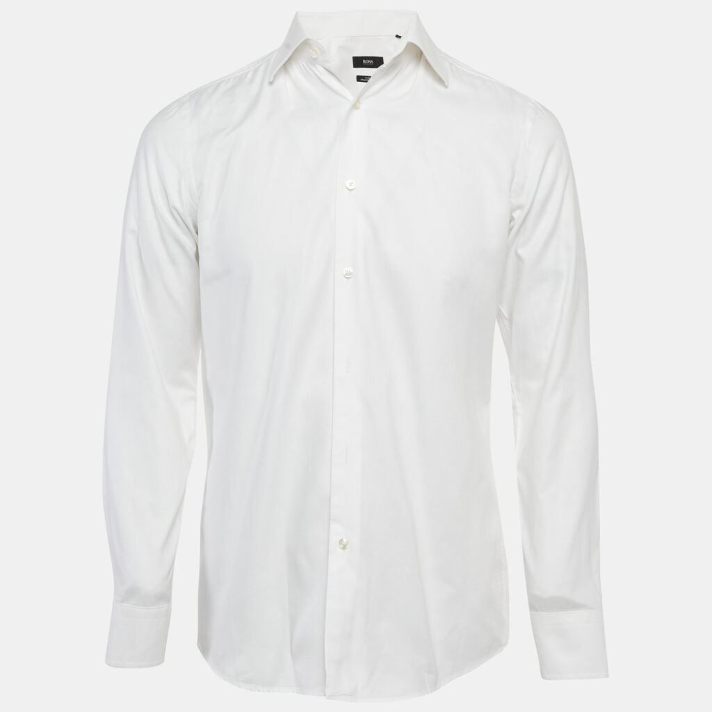 Boss By Hugo Boss White Cotton Slim Fit Shirt S