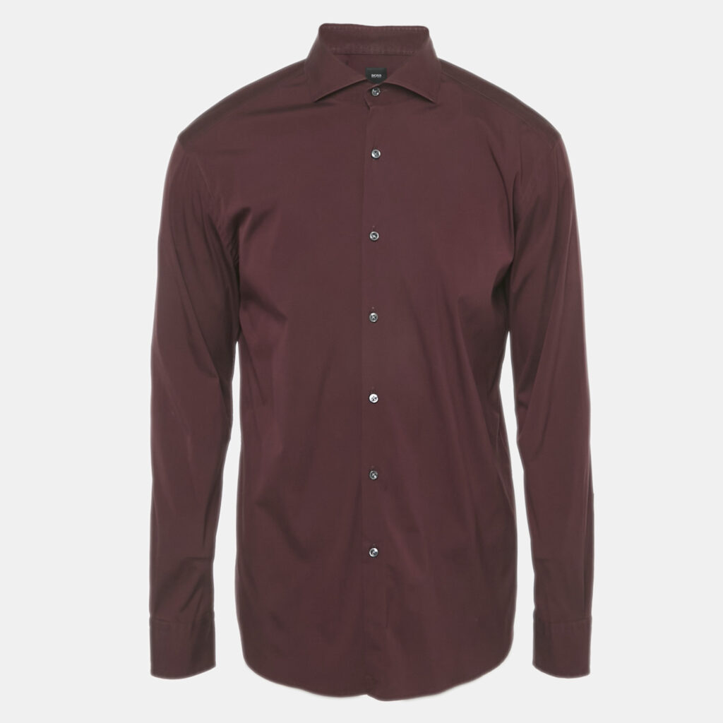 Boss By Hugo Boss Burgundy Cotton Blend Shirt XXL Boss By Hugo Boss Burgundy Cotton Blend Shirt XXL