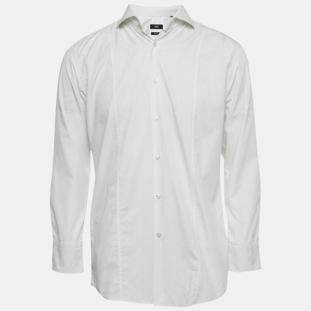 luxury-men-boss-by-hugo-boss-used-clothes-p1224518-005-1.jpg Boss By Hugo Boss White Cotton Slim Fit Philip Shirt L