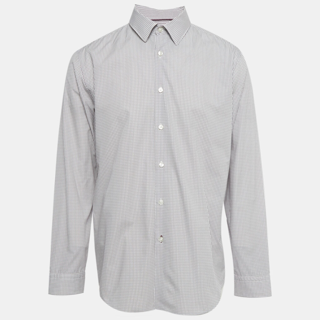 Boss By Hugo Boss Burgundy Printed Cotton Luka Regular Fit Shirt XL Boss By Hugo Boss Burgundy Printed Cotton Luka Regular Fit Shirt XL