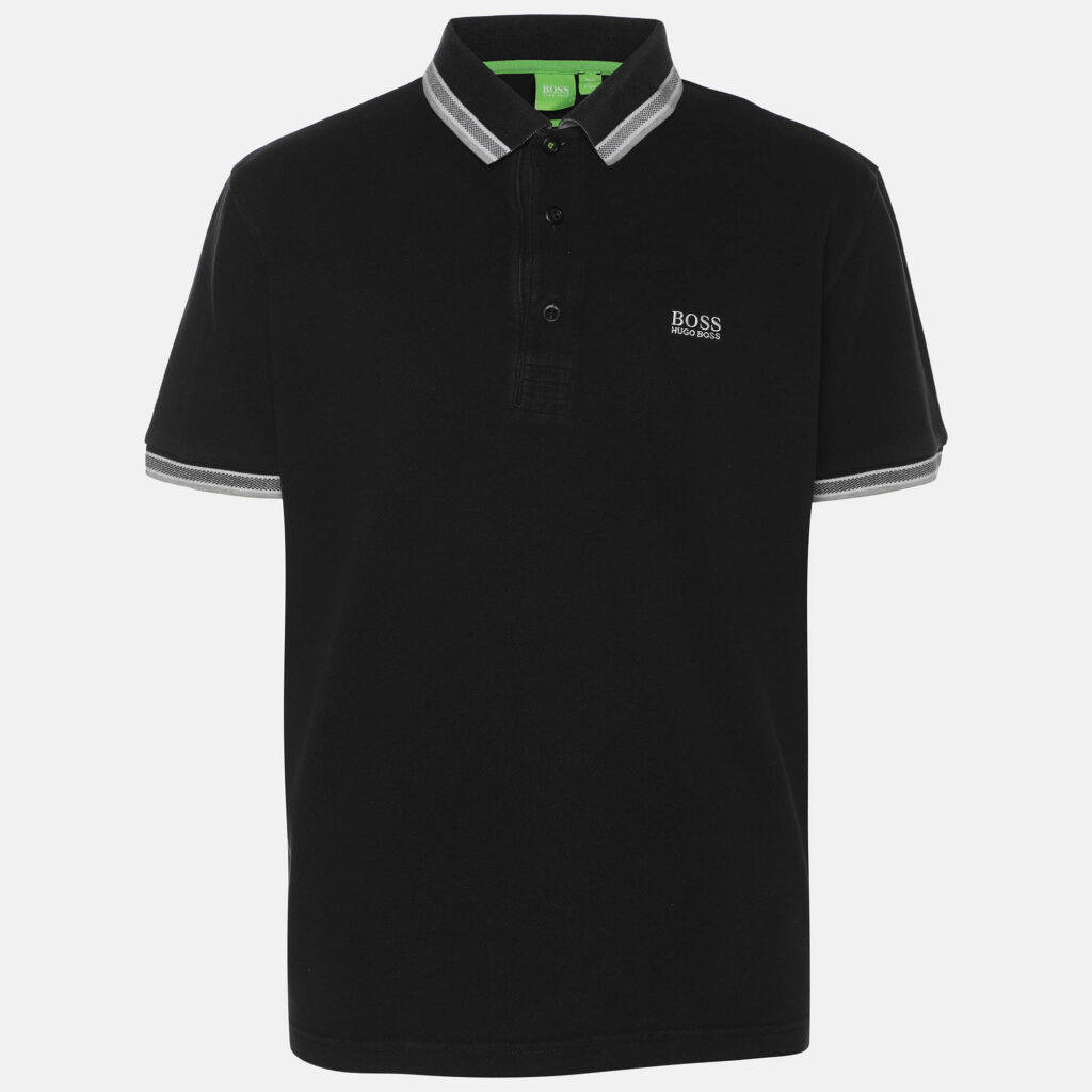 Boss By Hugo Boss Black Pique Cotton Paul Curved Polo T-Shirt L