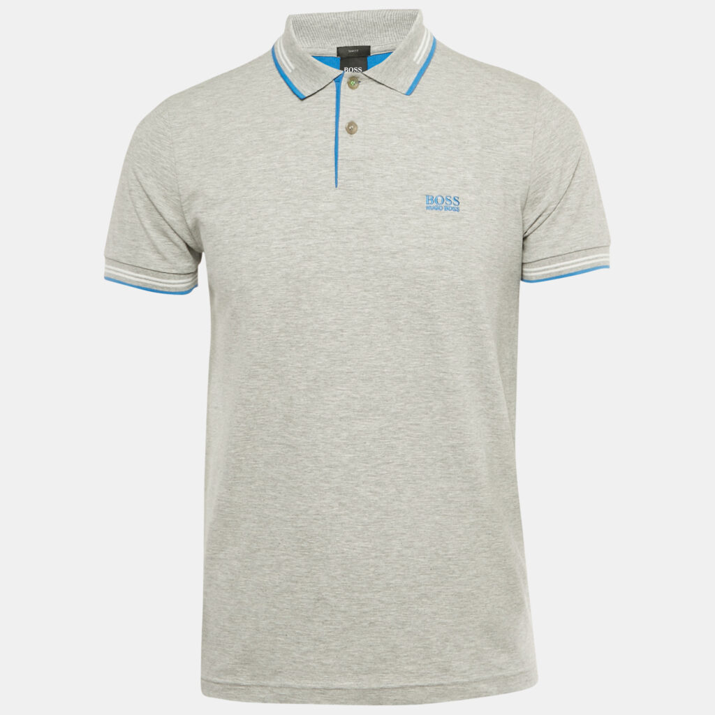 Boss By Hugo Boss Grey Cotton Slim Fit Paul Polo T- Shirt M Boss By Hugo Boss Grey Cotton Slim Fit Paul Polo T- Shirt M