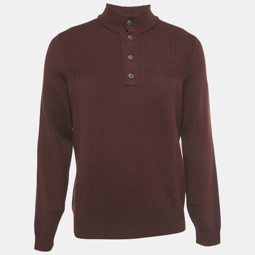 Boss By Hugo Boss Burgundy Wool Sweater L