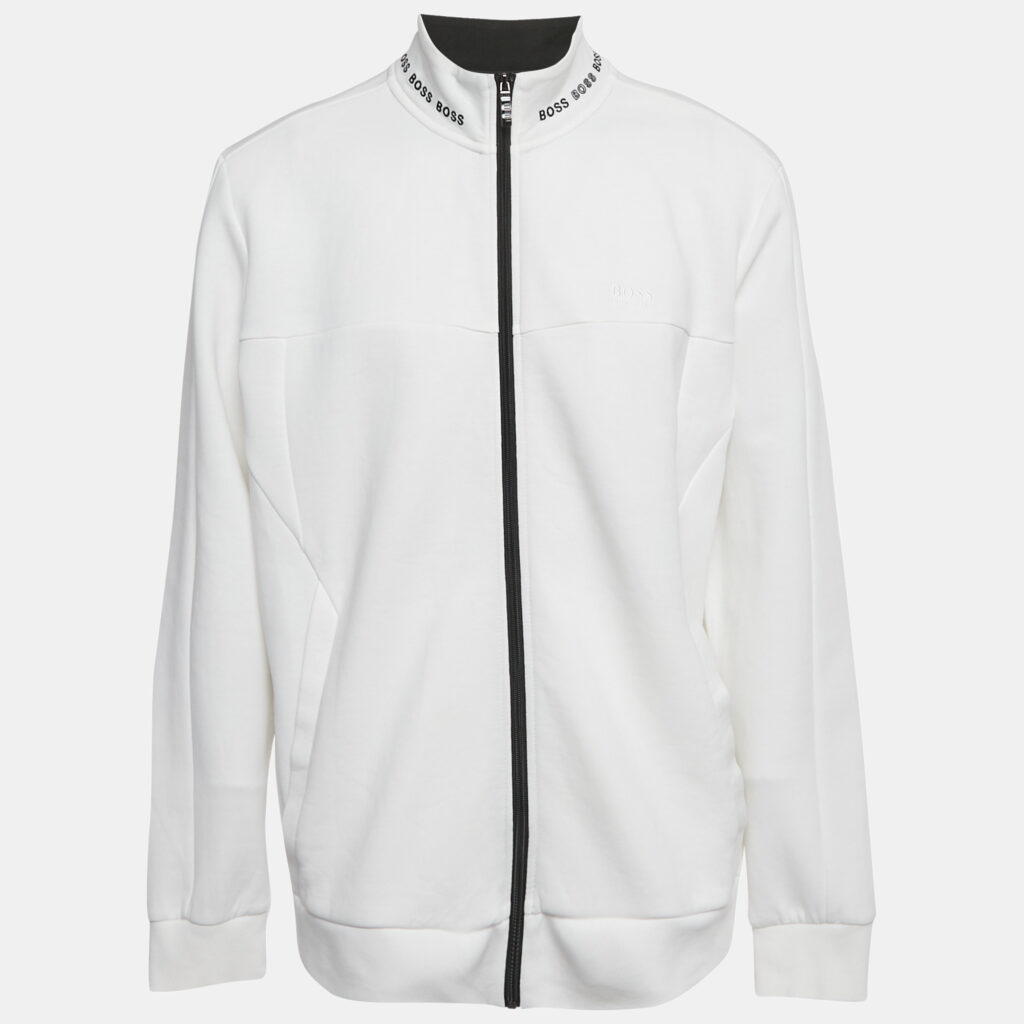 Boss By Hugo Boss White Jersey Zip-Up Skaz 1 Jacket XXL Boss By Hugo Boss White Jersey Zip-Up Skaz 1 Jacket XXL
