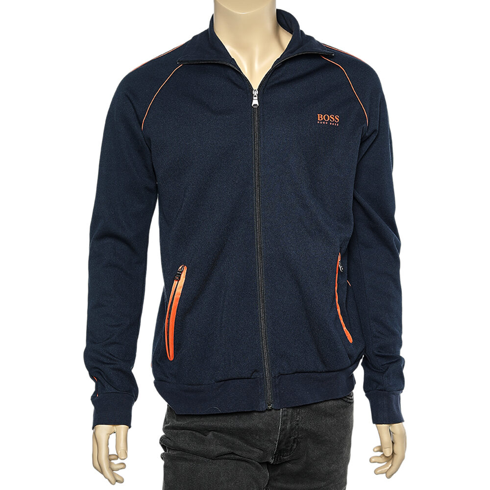 Boss By Hugo Boss Navy Blue Knit Zip Front Track Jacket M Boss By Hugo Boss Navy Blue Knit Zip Front Track Jacket M