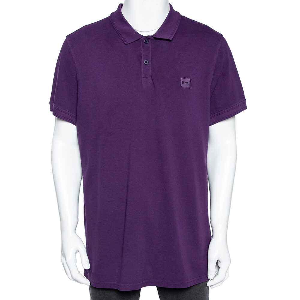 Boss By Hugo Boss Purple Cotton Pique Slim Fit Prime Polo T-Shirt 3XL Boss By Hugo Boss Purple Cotton Pique Slim Fit Prime Polo T-Shirt 3XL