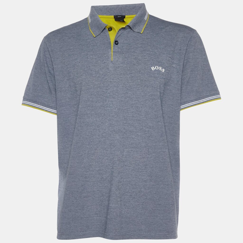 Boss by Hugo Boss Grey Cotton Paul Curved Polo T-Shirt XXXL