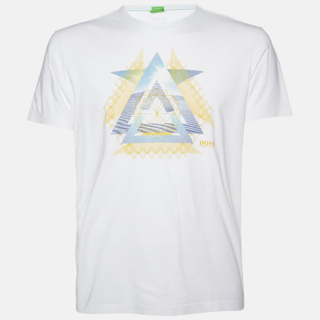 Boss By Hugo Boss White Printed Cotton Modern Fit T-Shirt L Boss By Hugo Boss White Printed Cotton Modern Fit T-Shirt L
