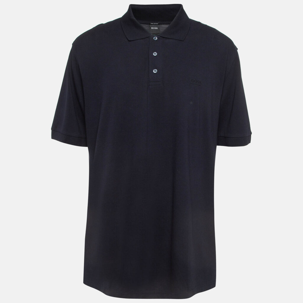 Boss By Hugo Boss Black Pima Cotton Polo T-Shirt 4XL Boss By Hugo Boss Black Pima Cotton Polo T-Shirt 4XL