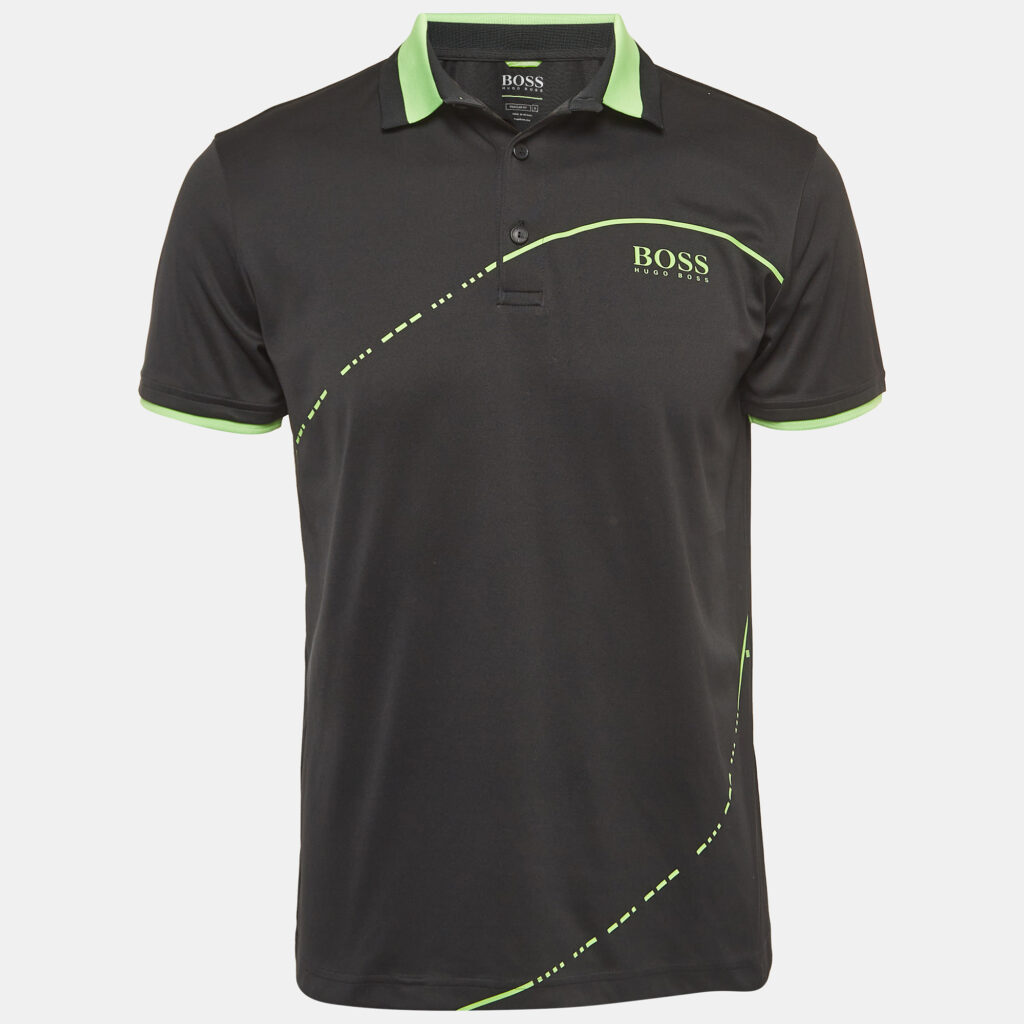 Boss By Hugo Boss Black Contrast Trim Jersey Polo T-Shirt S Boss By Hugo Boss Black Contrast Trim Jersey Polo T-Shirt S