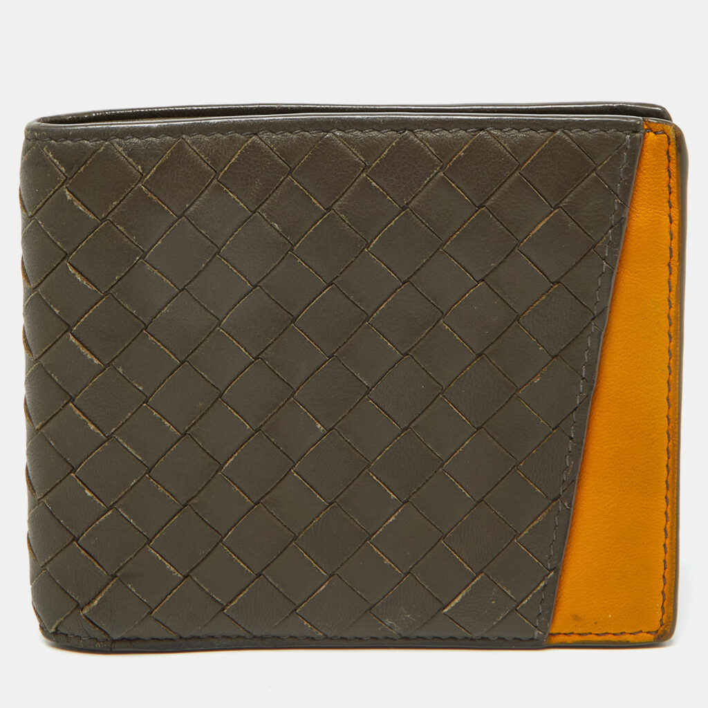 Bottega Veneta Beige/Mustard Intrecciato Leather Bifold Wallet Bottega Veneta Beige/Mustard Intrecciato Leather Bifold Wallet