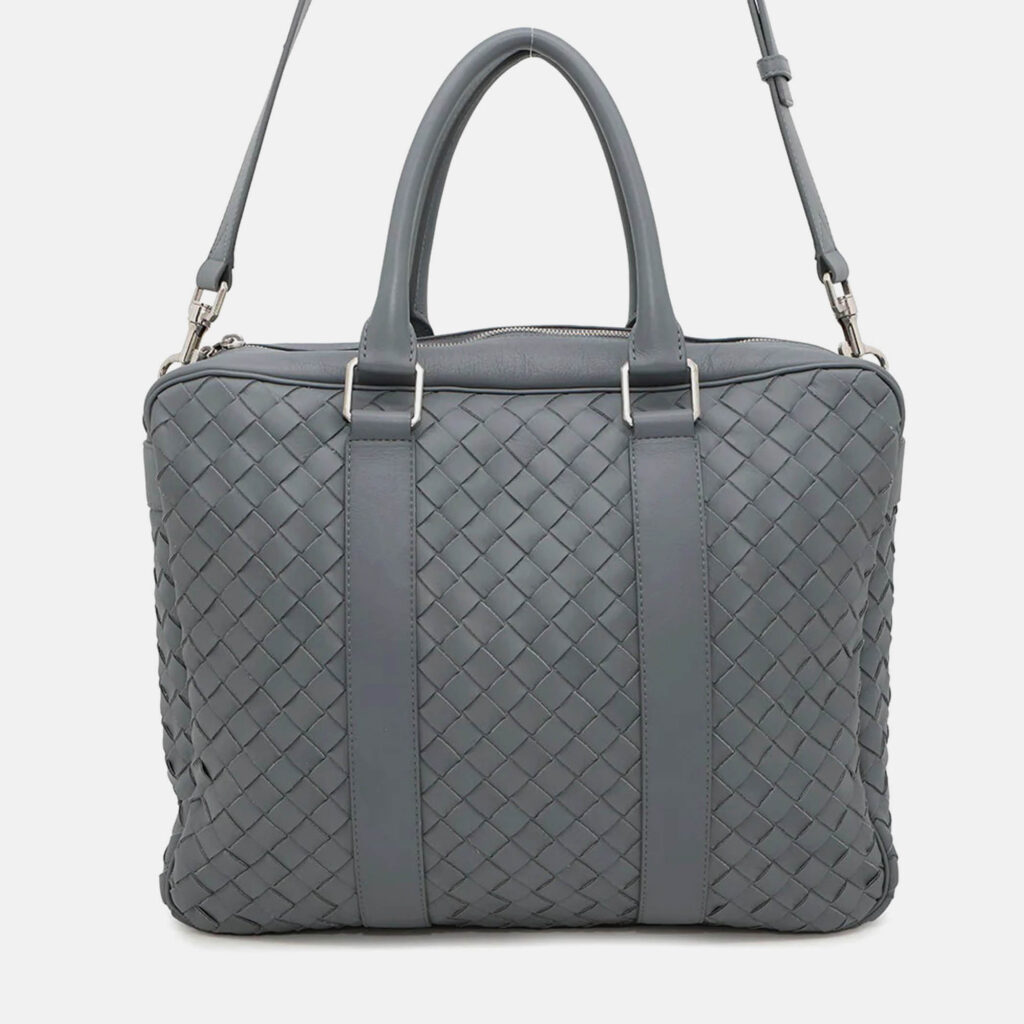 Bottega Veneta Intrecciato 2Way Business Bag Gray Leather