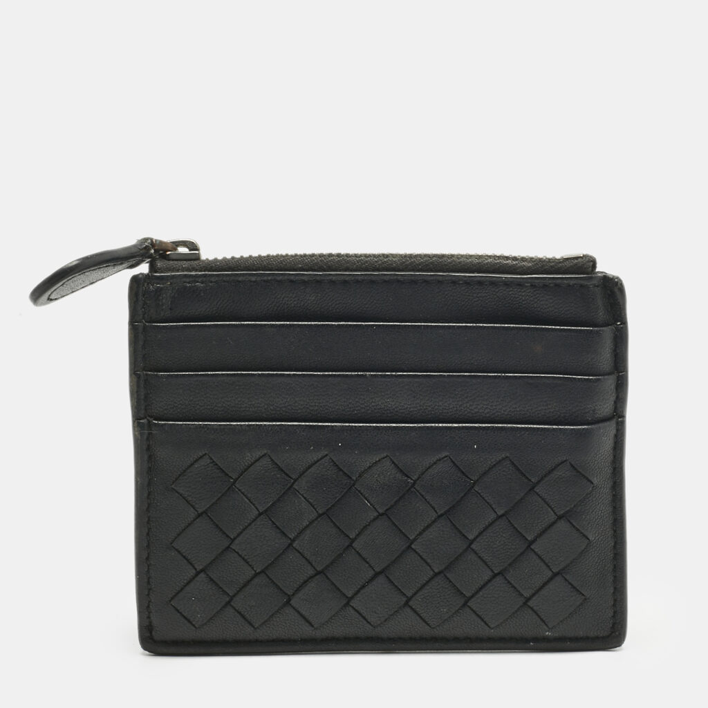 luxury-men-bottega-veneta-used-bags-p1218166-001.jpg Bottega Veneta Black Intrecciato Leather Zip Card Holder