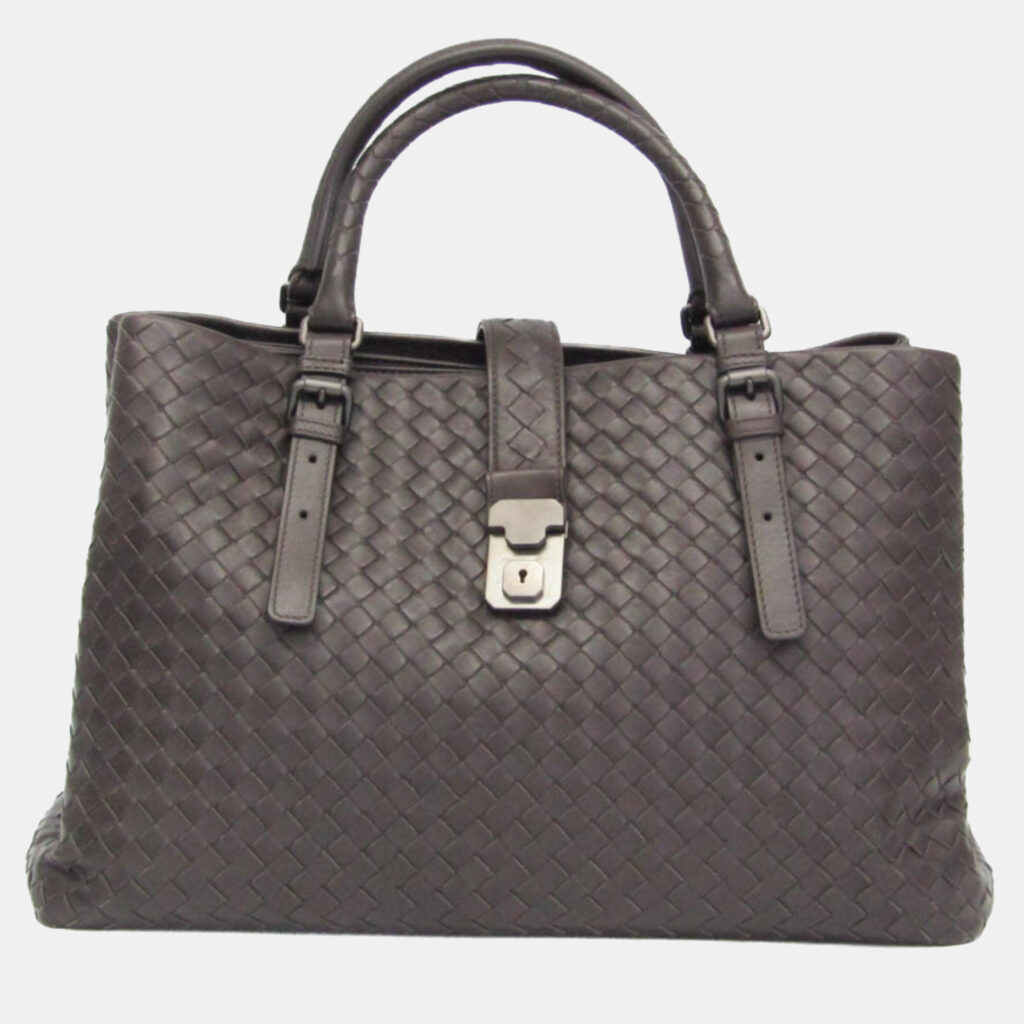Bottega Veneta Intrecciato Leather Handbag Tote Bag Dark Brown