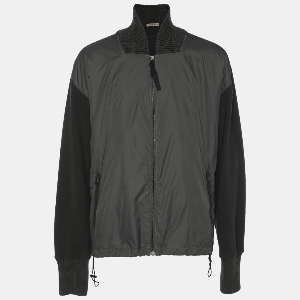 Bottega Veneta Grey Wool and Nylon Front Zip Jacket XXL