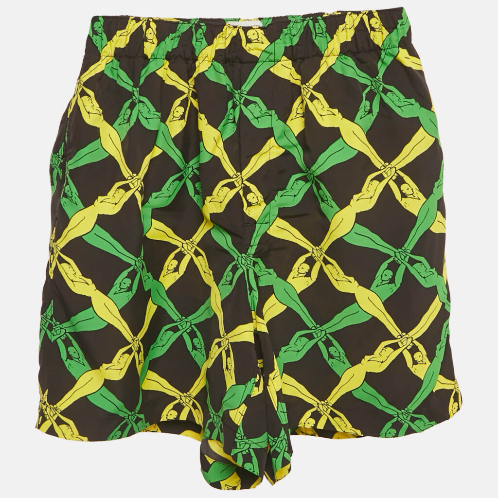 Bottega Veneta Black Fantasia Print Satin Short XXS
