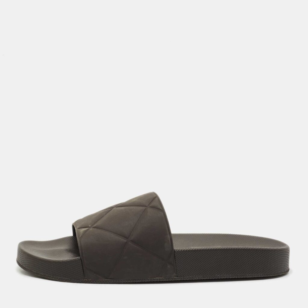 Bottega Veneta Brown Quilted Rubber Pool Slides Size 42