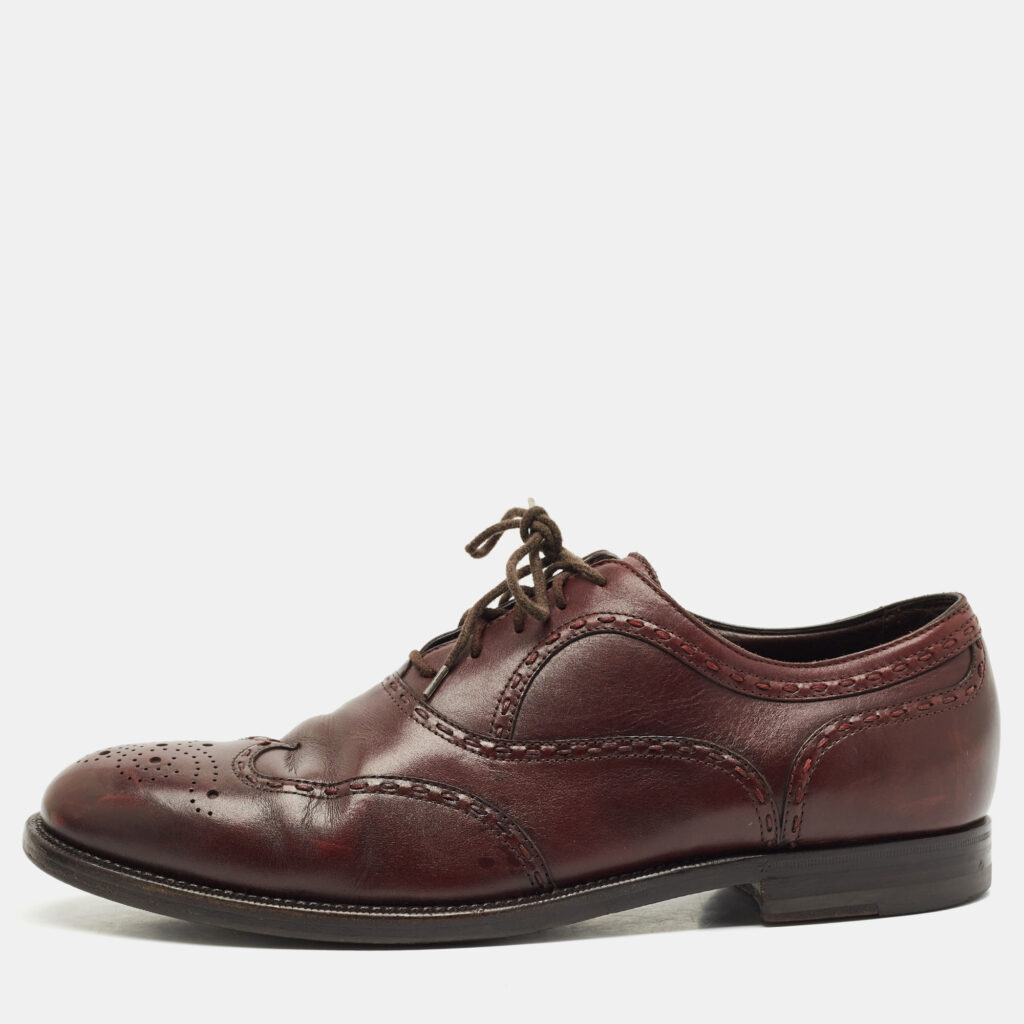Bottega Veneta Burgundy Brogue Leather Lace Up Oxfords Size 40.5 Bottega Veneta Burgundy Brogue Leather Lace Up Oxfords Size 40.5