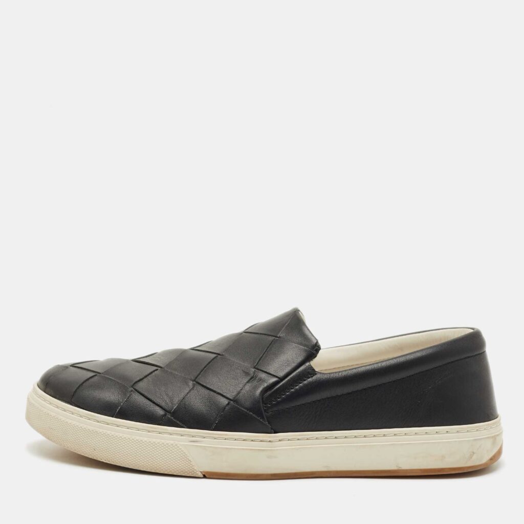 Bottega Veneta Black Intrecciato Leather Slip On Sneakers Size 41 Bottega Veneta Black Intrecciato Leather Slip On Sneakers Size 41