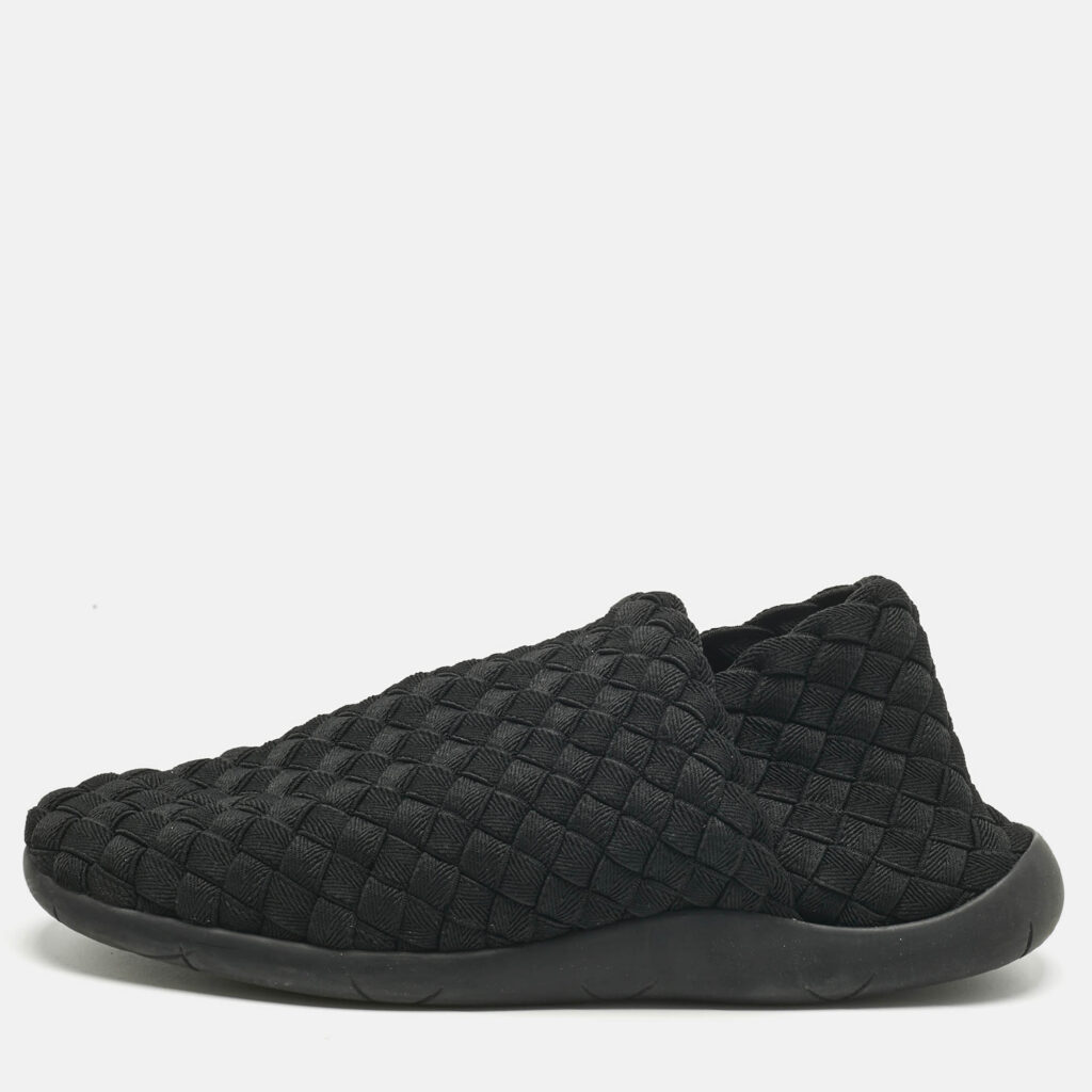 Bottega Veneta Black Intrecciato Elastic Fabric Starfish Slip On Sneakers Size 42