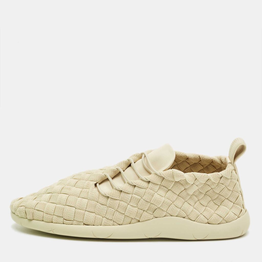 Bottega Veneta Cream Intrecciato Elastic Fabric Elasticated Sneakers Size 41.5 Bottega Veneta Cream Intrecciato Elastic Fabric Elasticated Sneakers Size 41.5