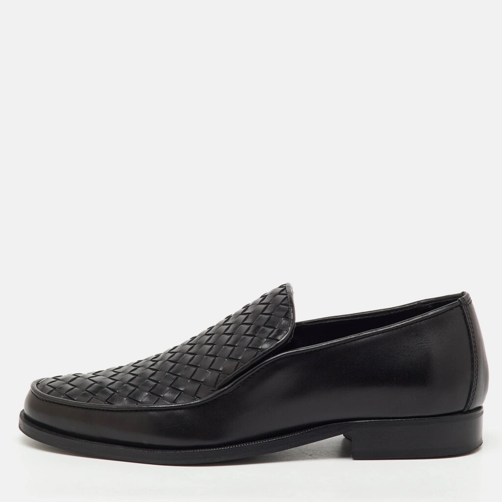 Bottega Veneta Black Intrecciato Leather Slip On Loafers Size 39 Bottega Veneta Black Intrecciato Leather Slip On Loafers Size 39