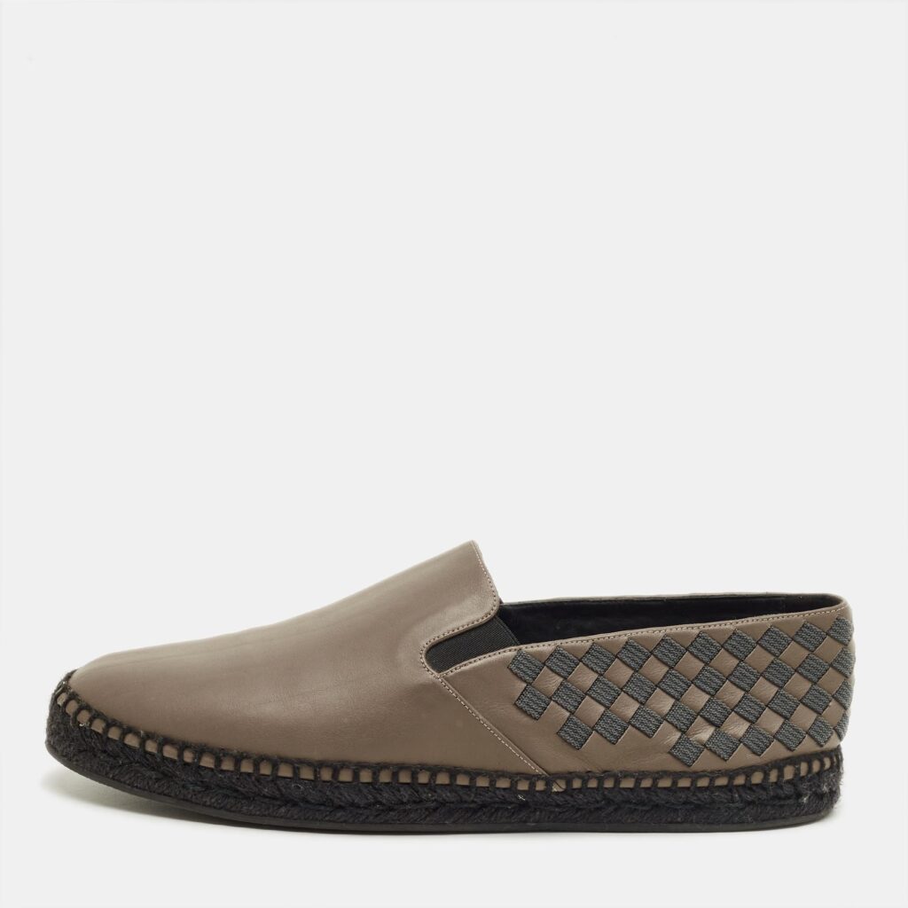 Bottega Veneta Dark Green Leather Intrecciato Espadrille Flats Size 42 Bottega Veneta Dark Green Leather Intrecciato Espadrille Flats Size 42