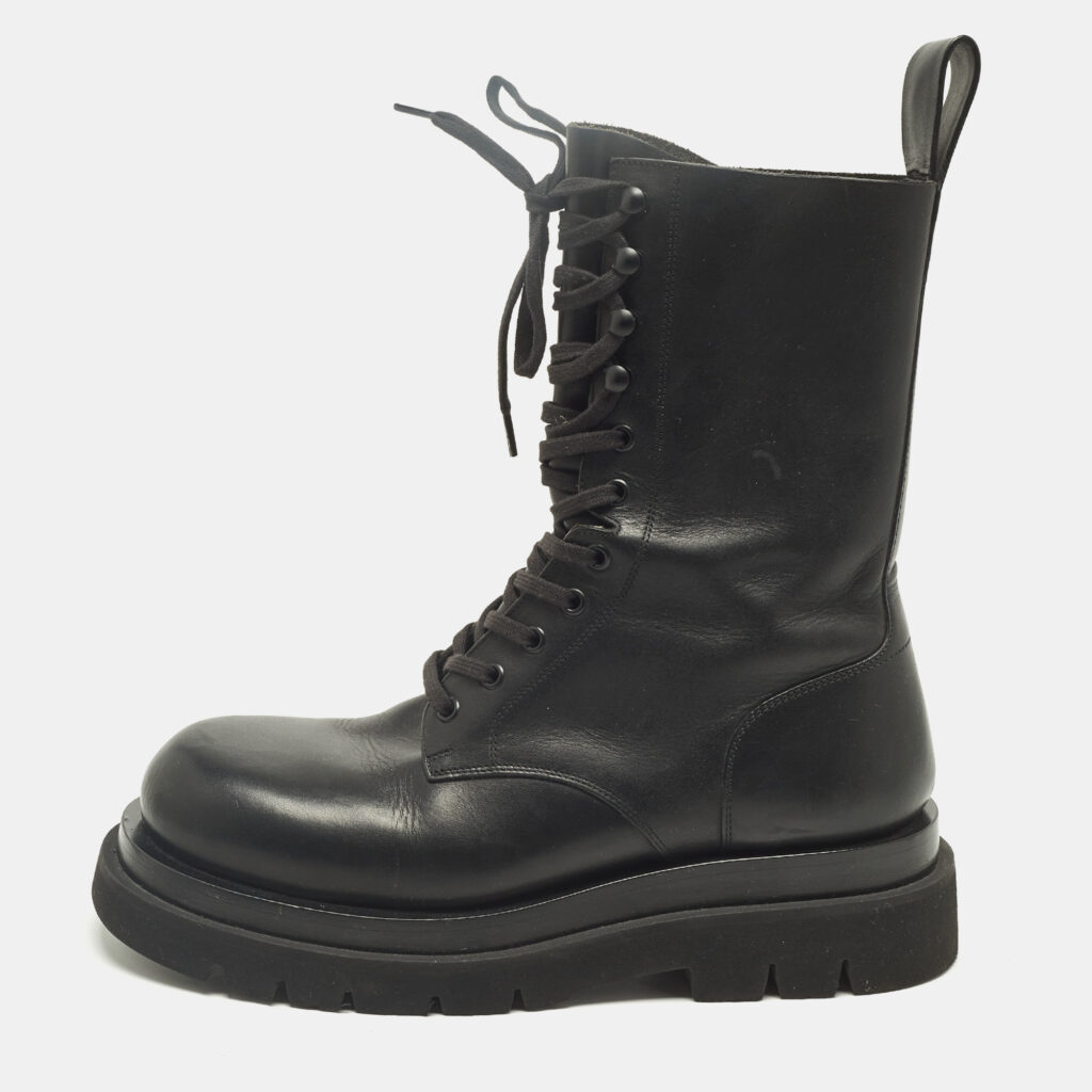 Bottega Veneta Size 41 Black Leather Combat Boots Bottega Veneta Size 41 Black Leather Combat Boots