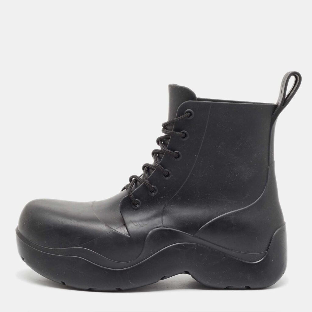 Bottega Veneta Black Rubber Lace Up Puddle Boots Size 41 Bottega Veneta Black Rubber Lace Up Puddle Boots Size 41