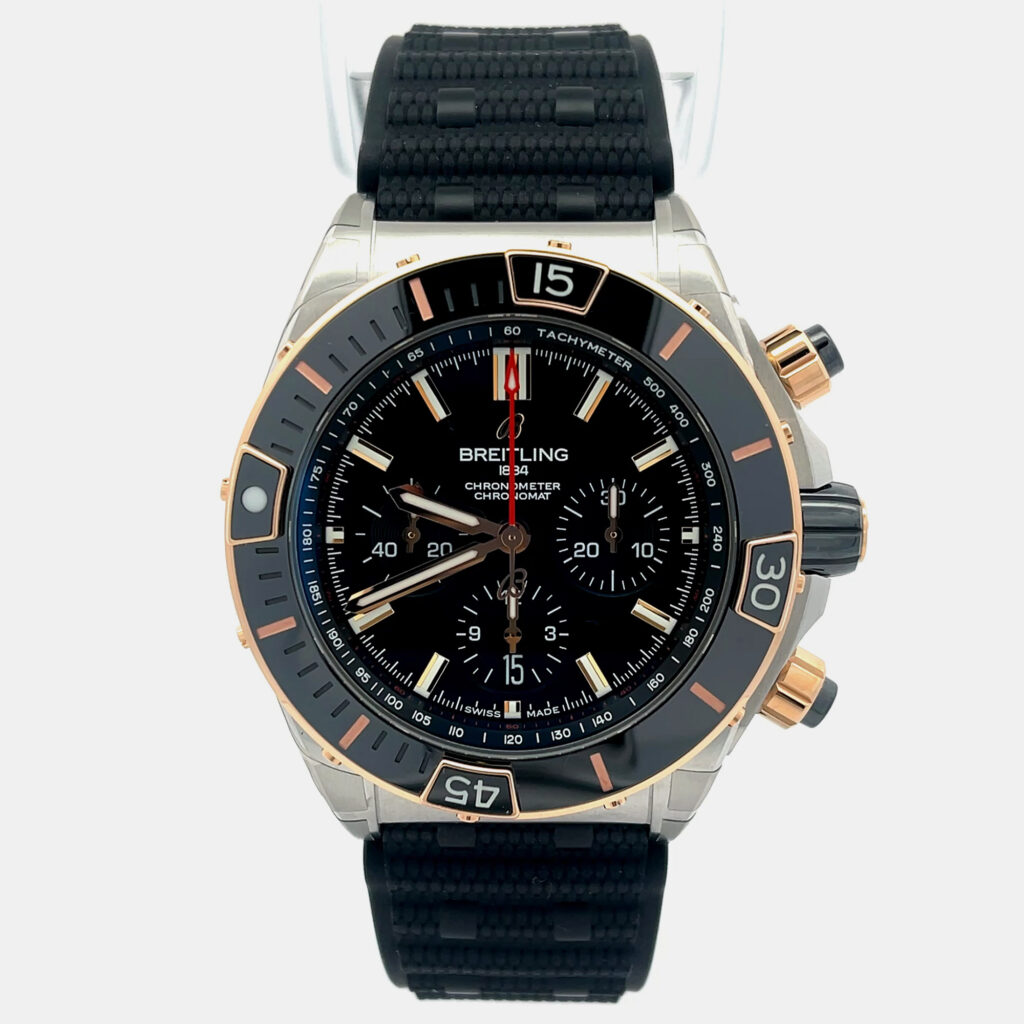 Breitling Chronomat UB0136251B1S1 Automatic Black 18K Rose Gold Stainless Steel Men’s Wristwatch 44 mm Breitling Chronomat UB0136251B1S1 Automatic Black 18K Rose Gold Stainless Steel Men’s Wristwatch 44 mm