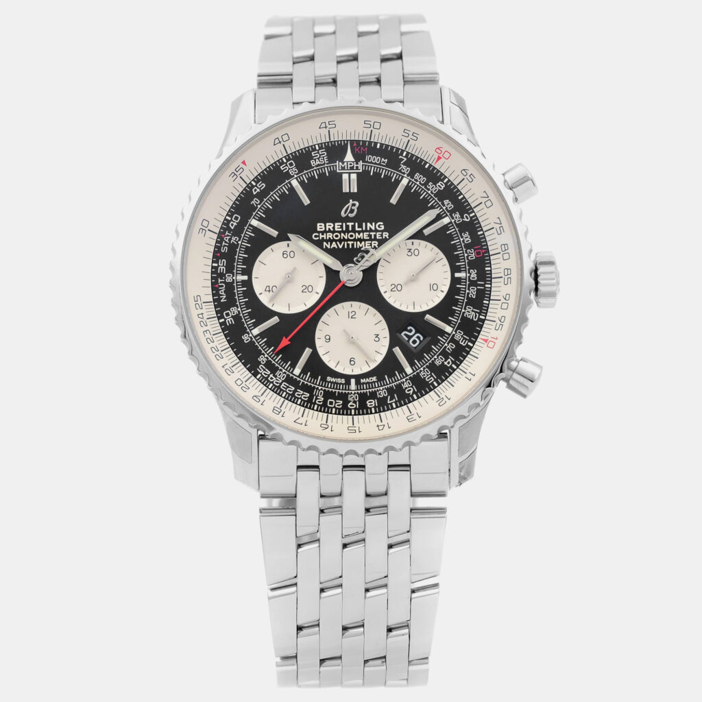 Breitling Black Stainless Steel Navitimer 1 AB0127211B1A1 Automatic Men's Wristwatch 46 mm