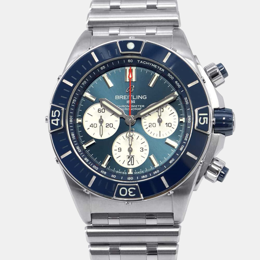 Breitling Blue Stainless Steel Super Chronomat AB0136161C1A1/AB0136 Automatic Men's Wristwatch 44 mm
