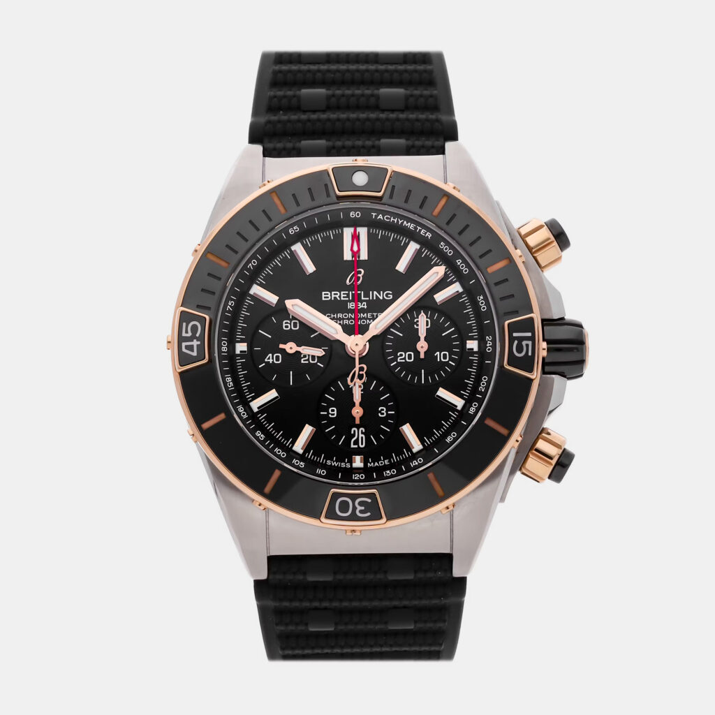 Breitling Super Chronomat B01 44 UB0136251B1S1 Automatic Black Stainless Steel & 18k Rose Gold Men’s Wristwatch 44mm Breitling Super Chronomat B01 44 UB0136251B1S1 Automatic Black Stainless Steel & 18k Rose Gold Men’s Wristwatch 44mm