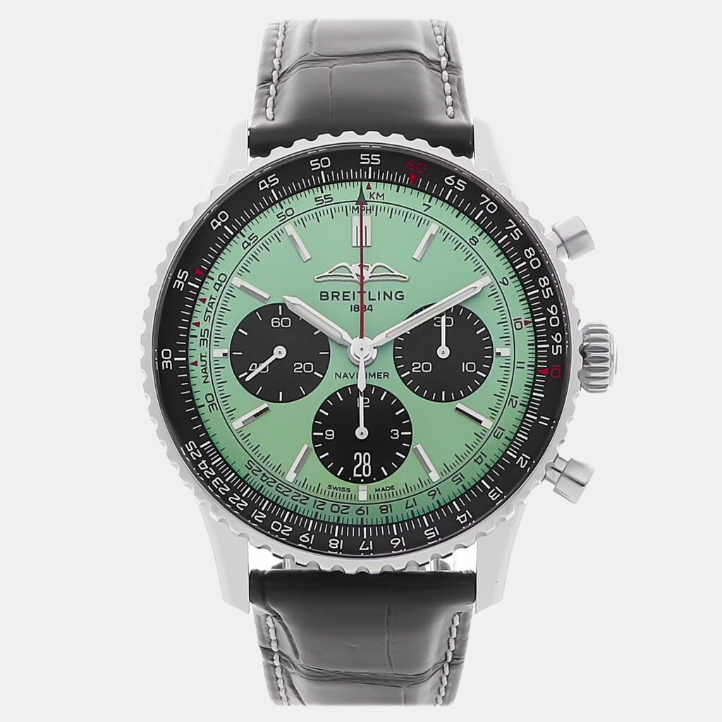 Pre-Owned Breitling Navitimer AB0138241L1P1 Automatic Green Men's Wristwatch 43 mm Pre-Owned Breitling Navitimer AB0138241L1P1 Automatic Green Men's Wristwatch 43 mm