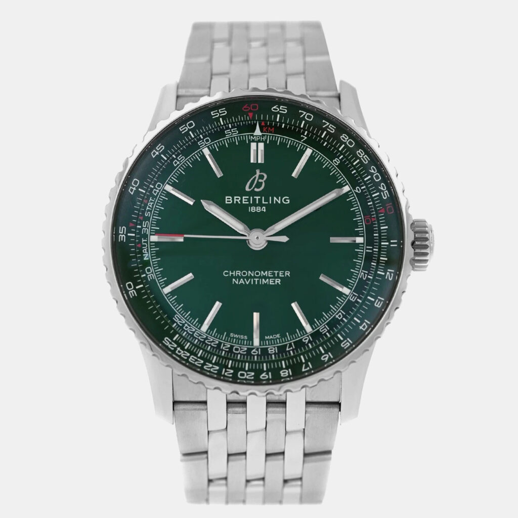 Breitling Navitimer A17329 Automatic Green Stainless Steel Men's Wristwatch 41 mm Breitling Navitimer A17329 Automatic Green Stainless Steel Men's Wristwatch 41 mm