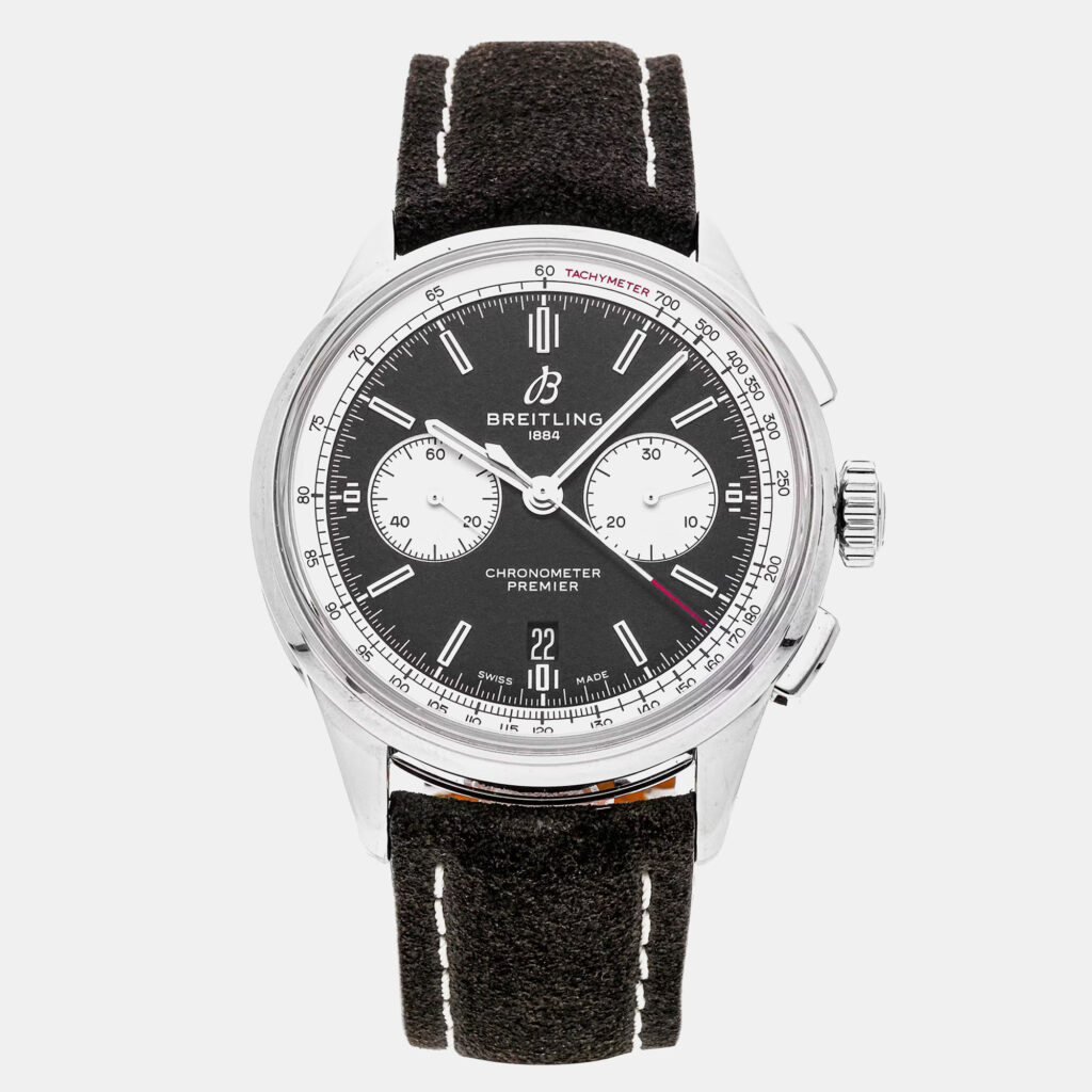 Pre-Owned Breitling Premier B01 Chronograph AB0118371B1X1 Black Automatic Stainless Steel Men's Wristwatch 42 mm Pre-Owned Breitling Premier B01 Chronograph AB0118371B1X1 Black Automatic Stainless Steel Men's Wristwatch 42 mm