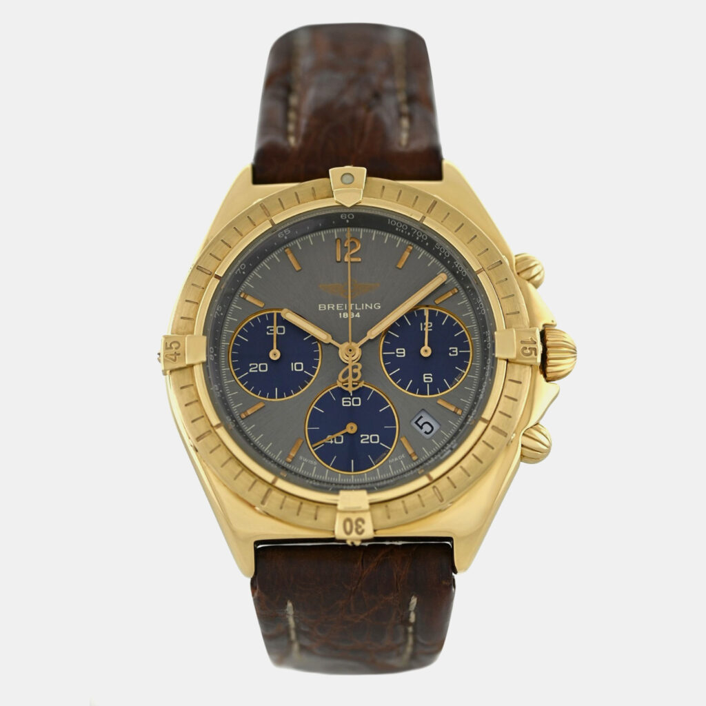 Breitling Chrono Sextant K55045 Quartz Grey 18k Yellow Gold Midsize Men's Wristwatch 36 mm Breitling Chrono Sextant K55045 Quartz Grey 18k Yellow Gold Midsize Men's Wristwatch 36 mm