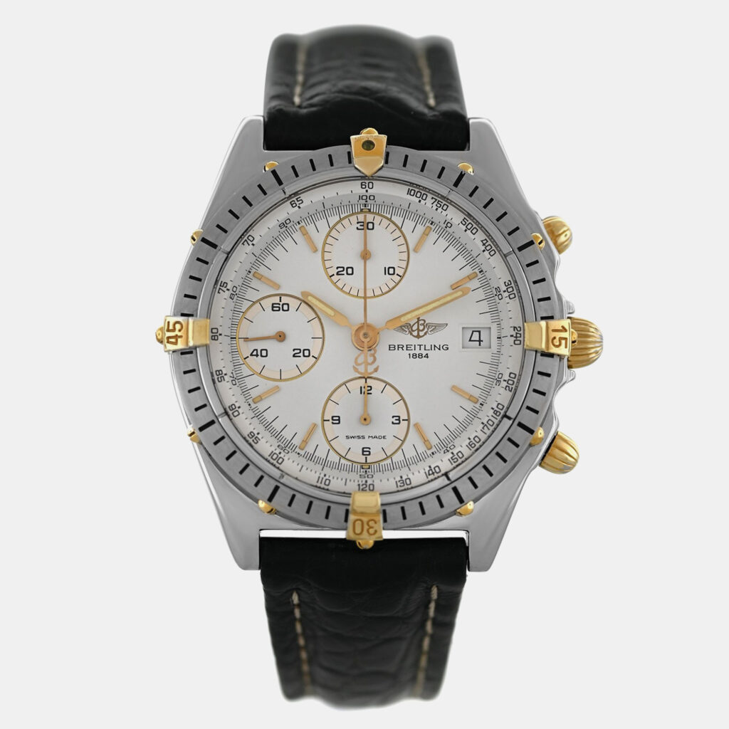 Breitling Chronomat B13048 Automatic White 18k Yellow Gold Stainless Steel Men's Wristwatch 40 mm
