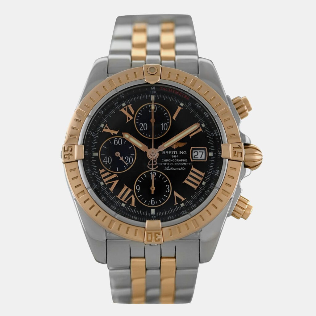Breitling Chronomat Evolution C13356 Automatic Black 18k Yellow Gold Stainless Steel Men's Wristwatch 44 mm