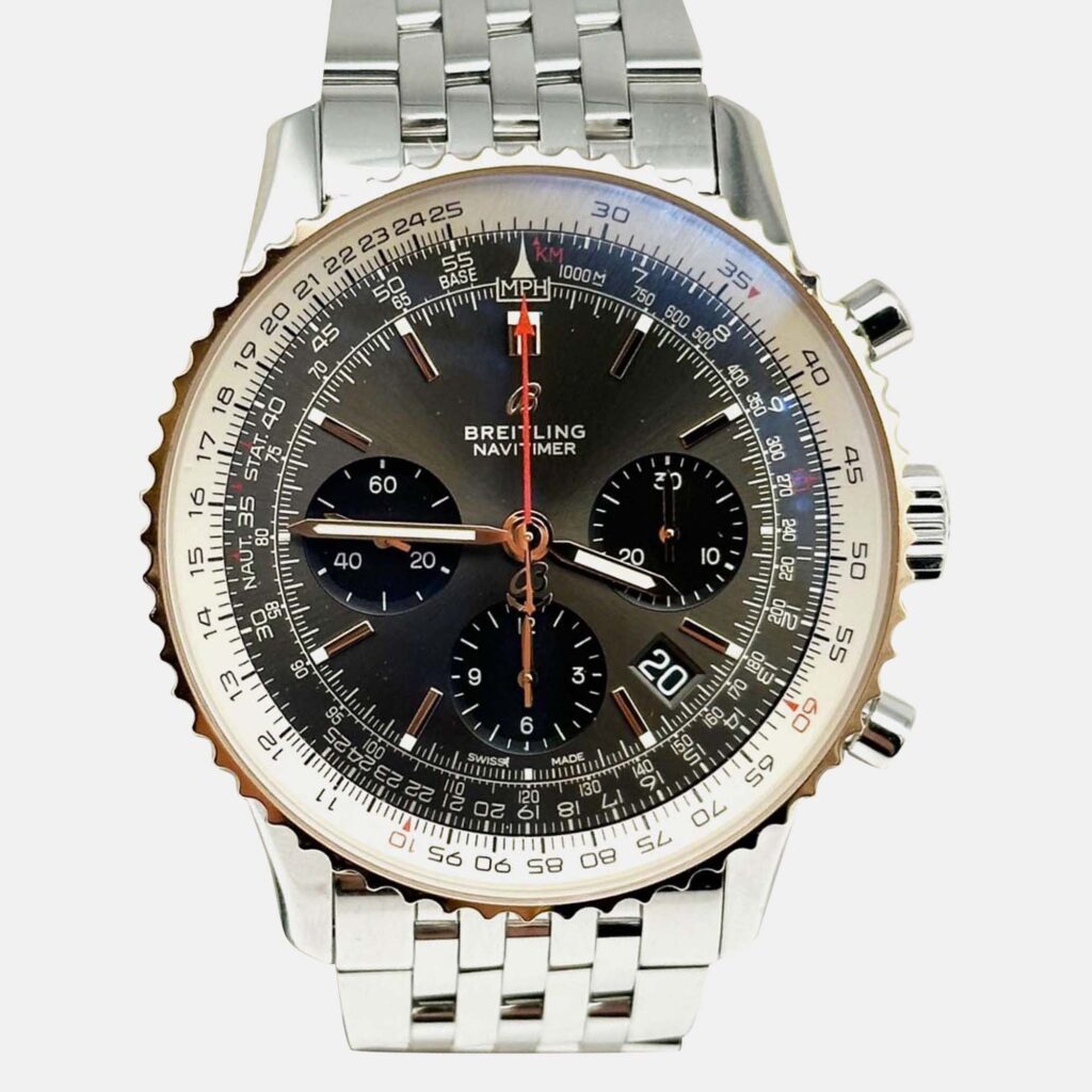 Breitling Navitimer UB0121 Automatic Grey 18k Rose Gold Stainless Steel Men's Wristwatch 43 mm Breitling Navitimer UB0121 Automatic Grey 18k Rose Gold Stainless Steel Men's Wristwatch 43 mm