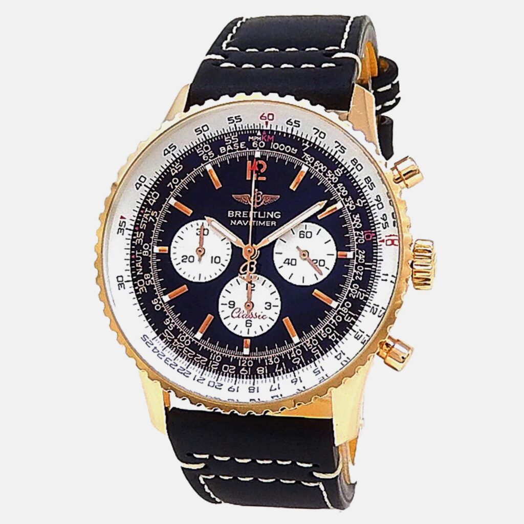 Breitling Navitimer H30330 Automatic Black Dial 18k Rose Gold Leather Men's Wristwatch 41 mm Breitling Navitimer H30330 Automatic Black Dial 18k Rose Gold Leather Men's Wristwatch 41 mm