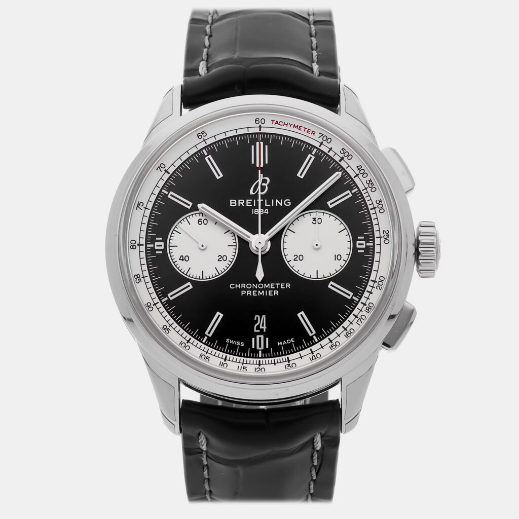 Pre-Owned Breitling Premier B01 Chronograph AB0118371B1P2 Black Automatic Stainless Steel Men's Wristwatch 42 MM Pre-Owned Breitling Premier B01 Chronograph AB0118371B1P2 Black Automatic Stainless Steel Men's Wristwatch 42 MM