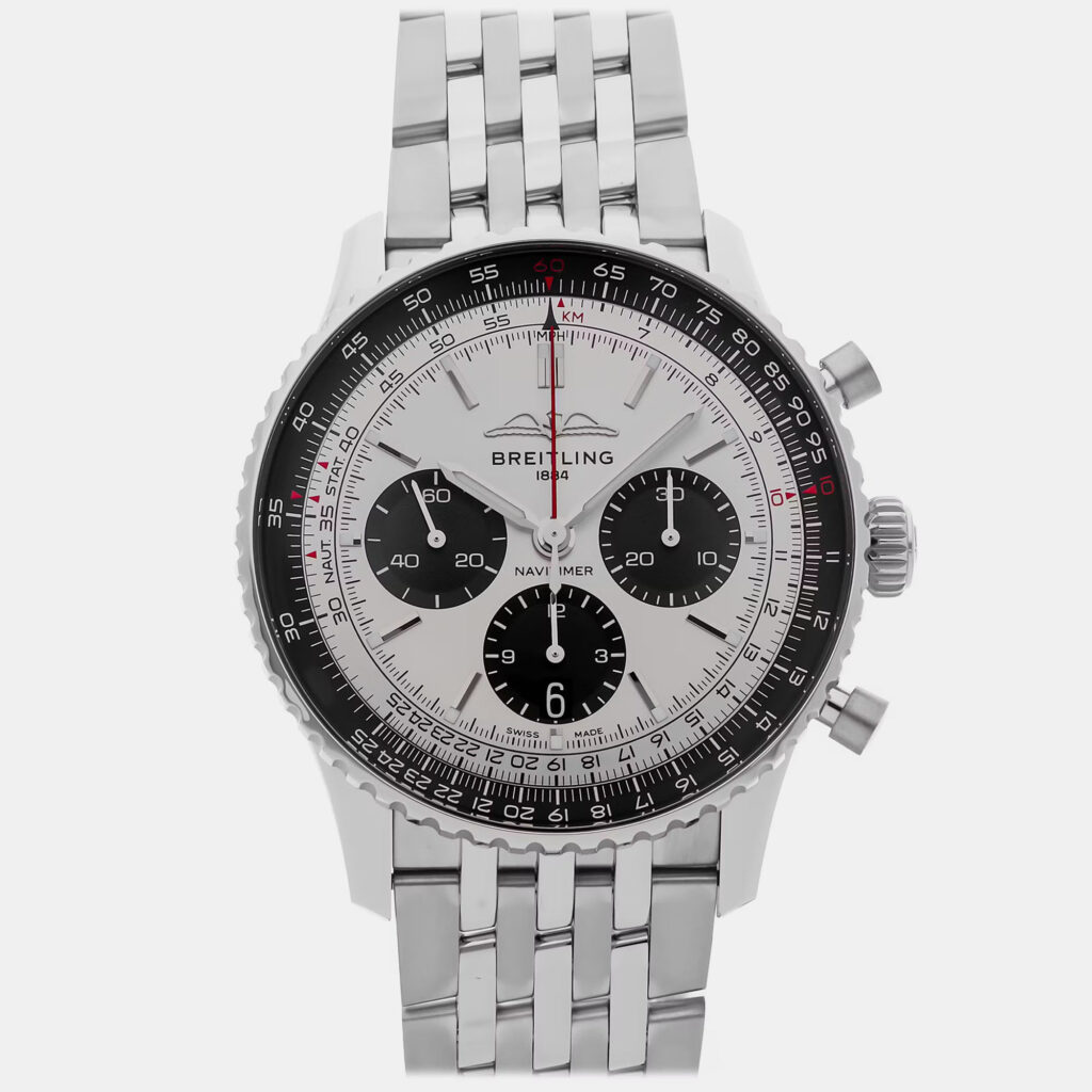 Pre-Owned Breitling Navitimer B01 Chronograph AB0138241G1A1 Silver Automatic Stainless Steel Men's Wristwatch 43 MM Pre-Owned Breitling Navitimer B01 Chronograph AB0138241G1A1 Silver Automatic Stainless Steel Men's Wristwatch 43 MM