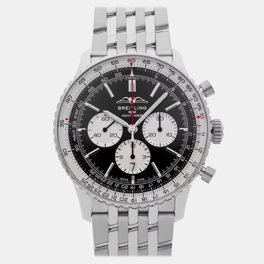 Pre-Owned Breitling Navitimer Chronograph AB0137211B1A1 Silver Automatic Stainless Steel Men's Wristwatch 46 MM Pre-Owned Breitling Navitimer Chronograph AB0137211B1A1 Silver Automatic Stainless Steel Men's Wristwatch 46 MM