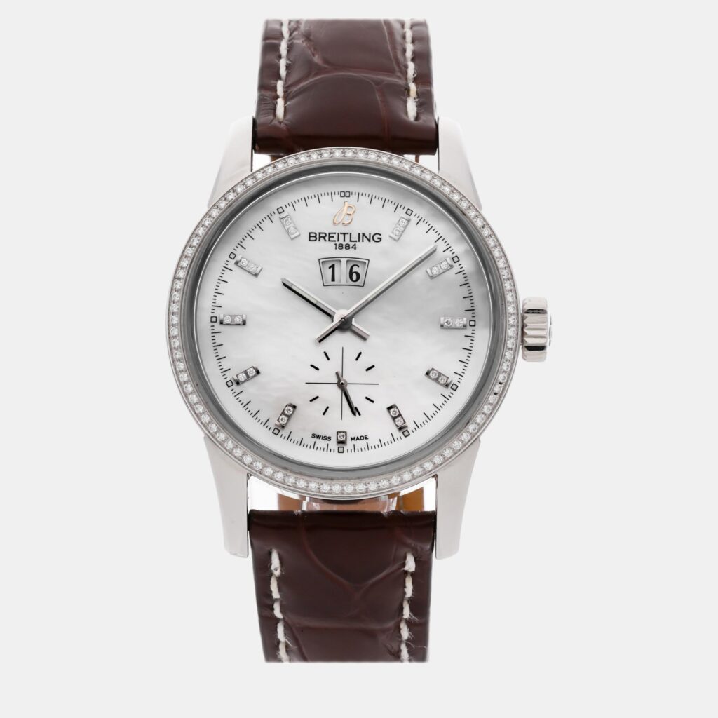 Breitling Transocean A1631053/A765 Automatic White Shell Stainless Steel Men’s Wristwatch 38mm