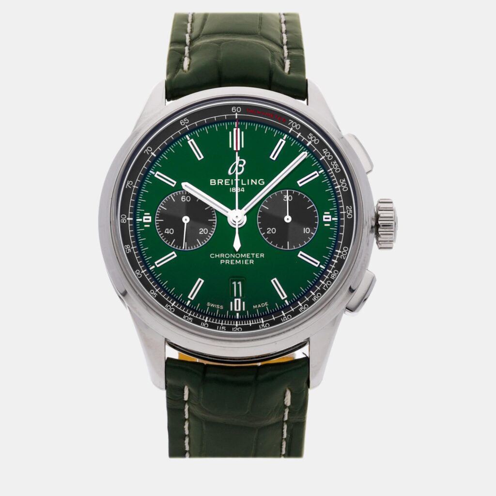 Breitling Green Stainless Steel Premier Automatic Men's Wristwatch 42 mm Breitling Green Stainless Steel Premier Automatic Men's Wristwatch 42 mm