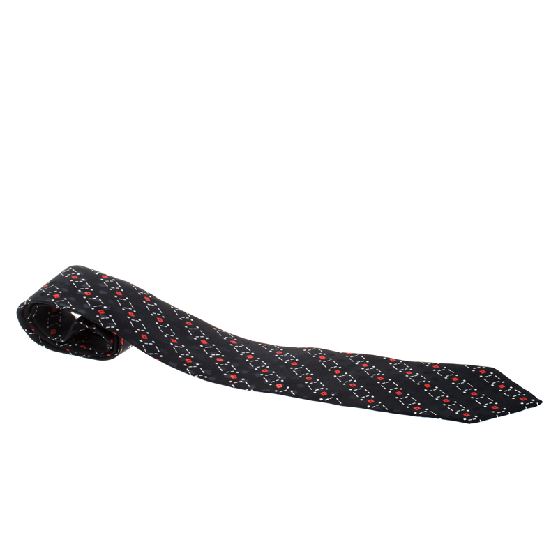 Brioni Black Geometirc Print Silk Traditional Tie Brioni Black Geometirc Print Silk Traditional Tie