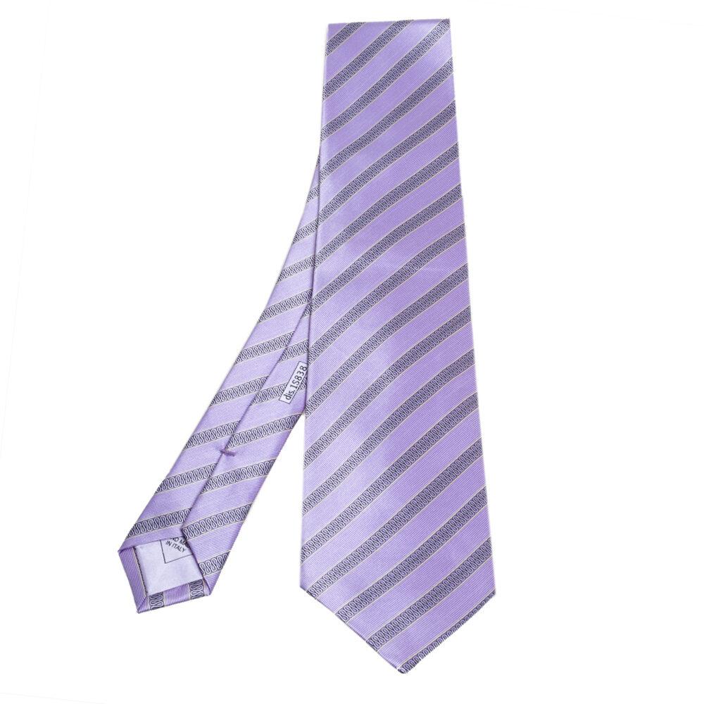 Brioni Purple Diagonal Stripe Print Silk Satin Tie Brioni Purple Diagonal Stripe Print Silk Satin Tie