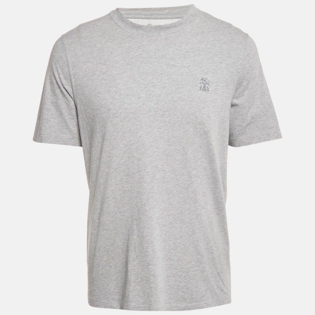 Brunello Cucinelli Grey Melenga Jersey Crewneck T-Shirt M Brunello Cucinelli Grey Melenga Jersey Crewneck T-Shirt M